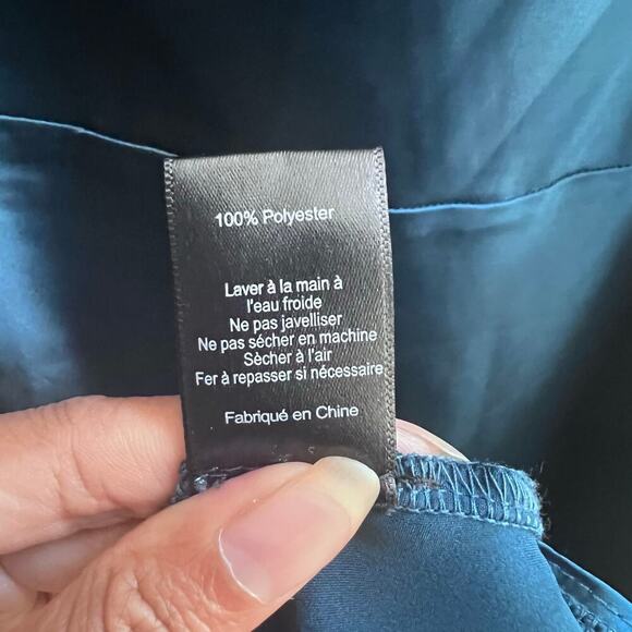 LUSH Women's Satin Midnight Blue Slip Midi Dress Side Slit Wedding Guest Size S - Picture 7 of 8